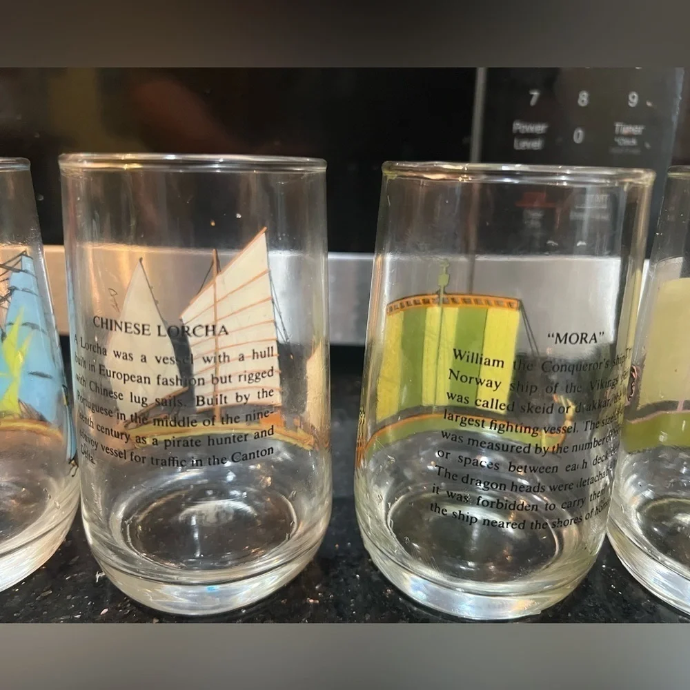 Vintage 1970s Brockway Historic Sailing Ship Collection Drinking Glasses